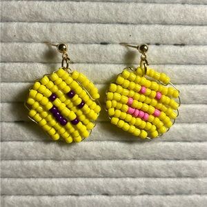 Beaded Emoji Earrings with Purple and Pink Accents